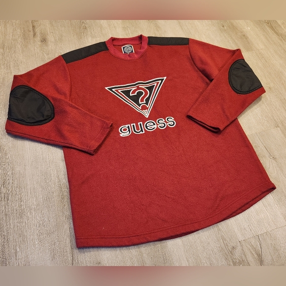 Vintage Guess Polo Fleece Sweatshirt Mens Size Medium VTG 90s Crewneck - Picture 2 of 7